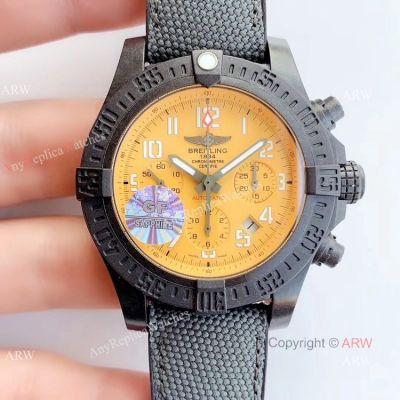 GF Factory Breitling Avenger Hurricane 45 Chronograph Replica Watch Yellow Dial Carbon Case
